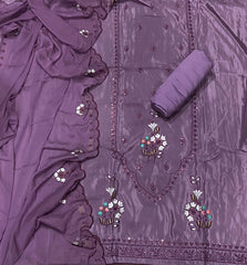 Fancy Glass Organza Suit Set with Elegant Thread & Sequins Work - Yanchi