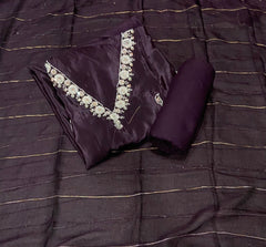 Fancy Glass Organza Suit Set with Heavy Beads & Sequins Work - Yanchi