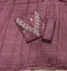 Fancy Glass Organza Suit Set with Heavy Beads & Sequins Work - Yanchi