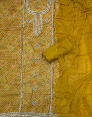 Fancy Glass Organza Suit Set with Heavy Pearl Cutdana & Swarovski Work - Yanchi