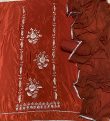 Fancy Glass Organza Suit Set with Heavy Pearl & Cutdana Work - Yanchi