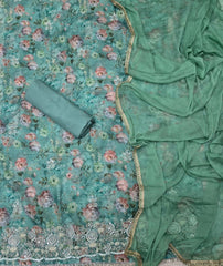 Fancy Glass Organza Suit Set with Heavy Pearl & Cutdana Work - Yanchi