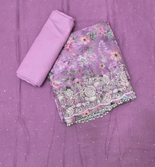 Fancy Glass Organza Suit Set with Heavy Pearl & Cutdana Work - Yanchi