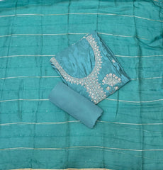 Fancy Glass Organza Suit Set with Heavy Pearl & Cutdana Work - Yanchi