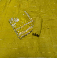 Fancy Glass Organza Suit Set with Heavy Pearl & Cutdana Work - Yanchi