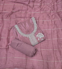 Fancy Glass Organza Suit Set with Heavy Pearl & Cutdana Work - Yanchi