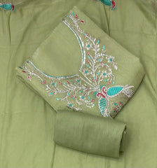 Fancy Glass Organza Suit Set with Heavy Pearl & Stone Work - Yanchi