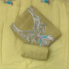 Fancy Glass Organza Suit Set with Heavy Pearl & Stone Work - Yanchi