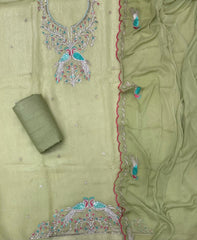 Fancy Glass Organza Suit Set with Heavy Pearl & Stone Work - Yanchi