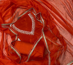 Fancy Glass Organza Suit Set with Heavy Sequins & Beads Work - Yanchi