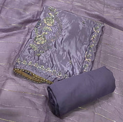 Fancy Glass Organza Suit Set with Heavy Sequins & Beads Work - Yanchi