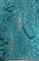 Fancy Glass Organza Suit Set with Heavy Sequins & Beads Work - Yanchi