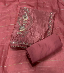 Fancy Glass Organza Suit Set with Heavy Sequins & Beads Work - Yanchi