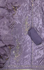 Fancy Glass Organza Suit Set with Heavy Sequins & Beads Work - Yanchi