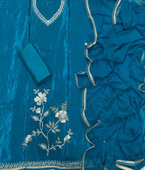 Fancy Glass Organza Suit Set with Heavy Sequins & Beads Work - Yanchi