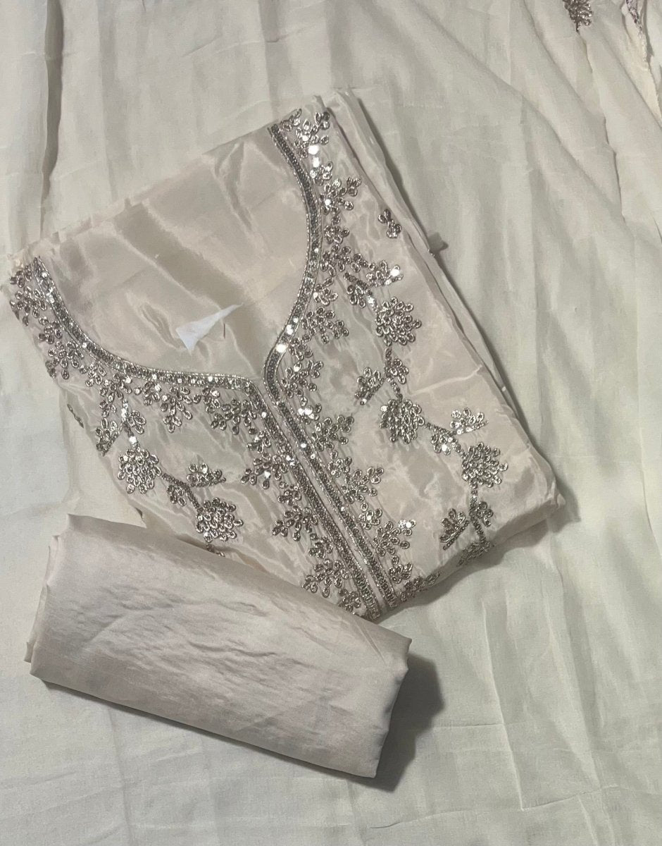 Fancy Glass Organza Suit Set with Heavy Sequins & Zari Work - Yanchi