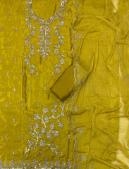 Fancy Glass Organza Suit Set with Heavy Sequins & Zari Work - Yanchi