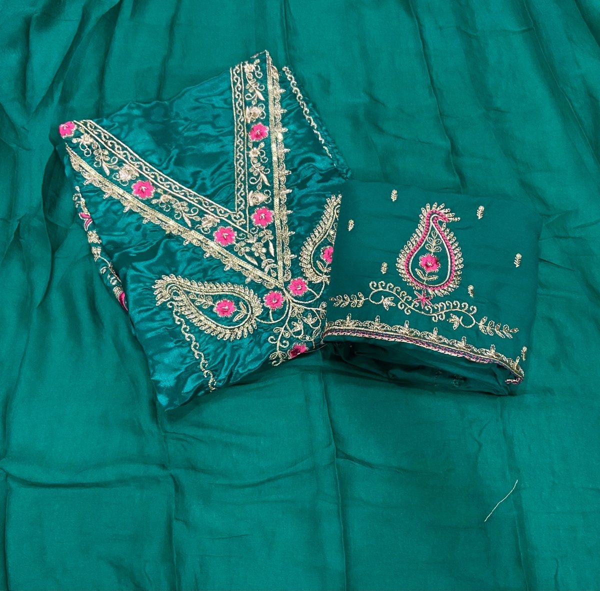 Fancy Glass Organza Suit Set with Heavy Zari Thread & Sequins Work - Yanchi