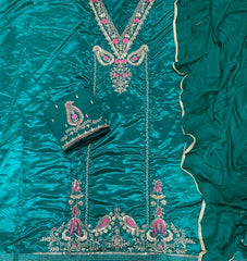 Fancy Glass Organza Suit Set with Heavy Zari Thread & Sequins Work - Yanchi