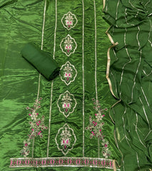 Fancy Glass Organza Suit Set with Heavy Zari Thread & Sequins Work - Yanchi