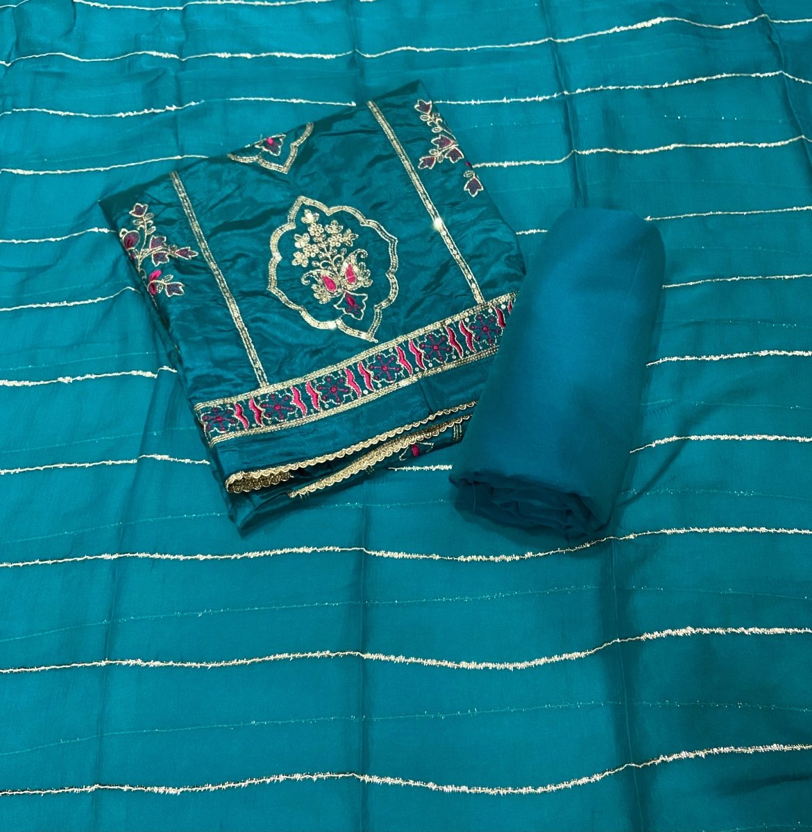 Fancy Glass Organza Suit Set with Heavy Zari Thread & Sequins Work - Yanchi