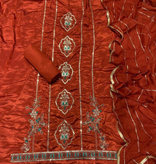 Fancy Glass Organza Suit Set with Heavy Zari Thread & Sequins Work - Yanchi