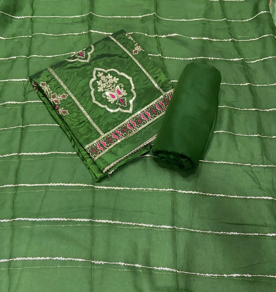 Fancy Glass Organza Suit Set with Heavy Zari Thread & Sequins Work - Yanchi