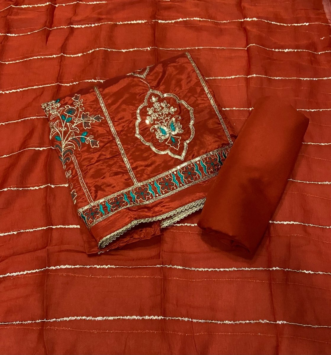 Fancy Glass Organza Suit Set with Heavy Zari Thread & Sequins Work - Yanchi