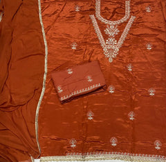 Fancy Glass Organza Suit Set with Heavy Zari Thread Work - Yanchi