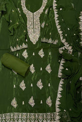 Fancy Glass Organza Suit Set with Stone & Zari Work - Yanchi