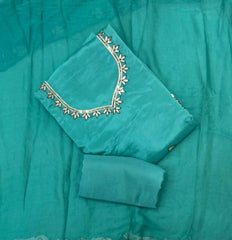 Fancy Glass Organza Suit Set with Thread Embroidery & Sequins Work - Yanchi