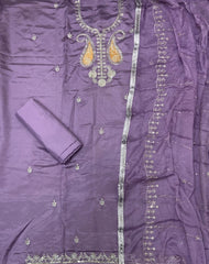 Fancy Glass Organza Suit Set with Thread Embroidery & Sequins Work - Yanchi