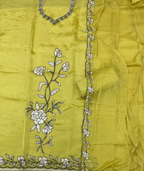 Fancy Glass Organza Suit Set with Thread Embroidery & Sequins Work - Yanchi