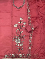 Fancy Glass Organza Suit Set with Thread Embroidery & Sequins Work - Yanchi