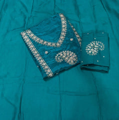 Fancy Glass Organza Suit Set with Zari Hand Work - Yanchi