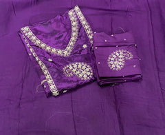 Fancy Glass Organza Suit Set with Zari Hand Work - Yanchi