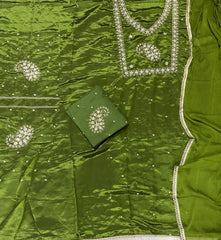Fancy Glass Organza Suit Set with Zari Hand Work - Yanchi
