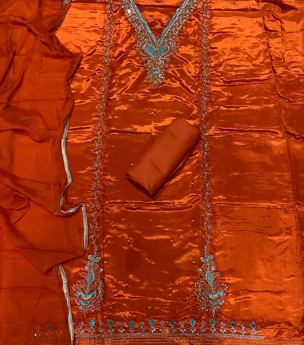 Fancy Glass Organza Suit Set with Zari Thread & Sequins Work - Yanchi