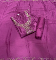 Fancy Glass Organza Suit Set with Zari Thread & Sequins Work - Yanchi