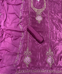 Fancy Glass Organza Suit Set with Zari Thread & Sequins Work - Yanchi