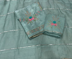 Fancy Glass Organza Suit Set with Zari Thread & Sequins Work - Yanchi