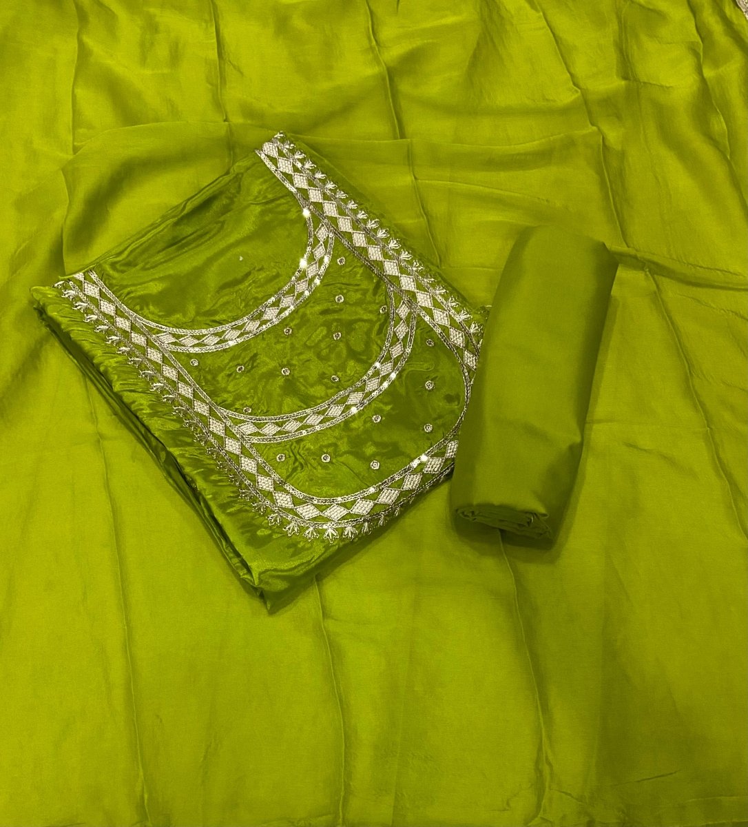 Fancy Glass Organza Suit Set with Zari Thread & Sequins Work - Yanchi