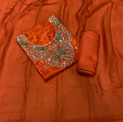 Fancy Glass Organza Suit Set with Zari Thread & Sequins Work - Yanchi