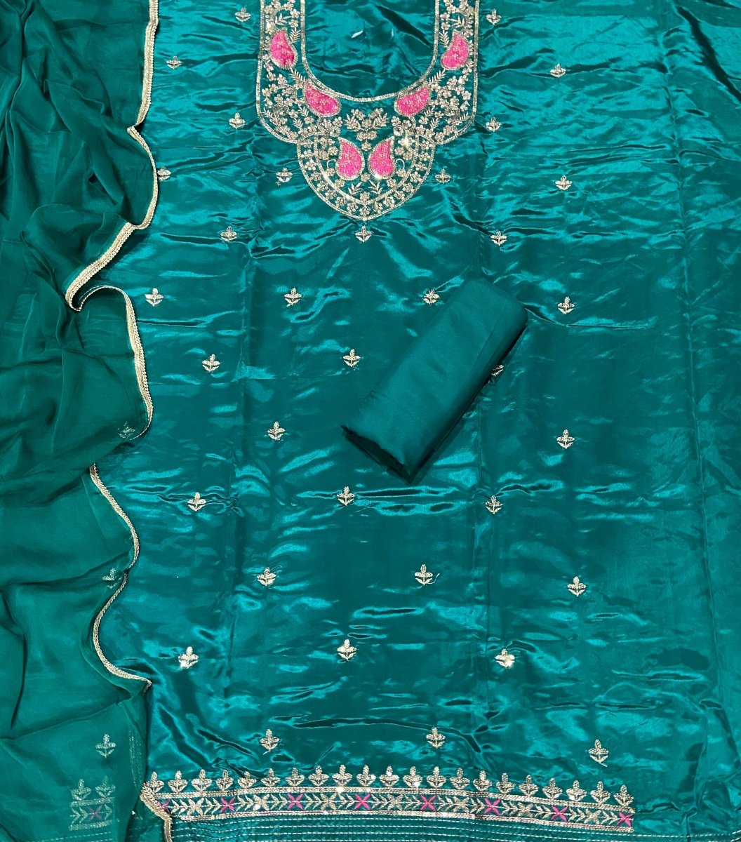 Fancy Glass Organza Suit Set with Zari Thread & Sequins Work - Yanchi