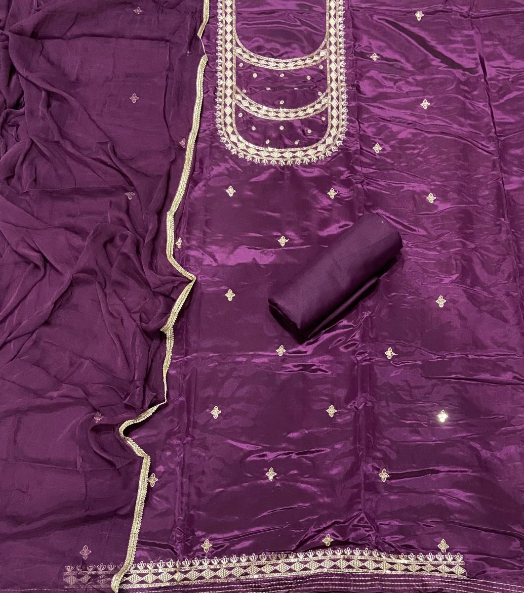 Fancy Glass Organza Suit Set with Zari Thread & Sequins Work - Yanchi