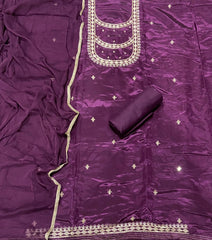 Fancy Glass Organza Suit Set with Zari Thread & Sequins Work - Yanchi