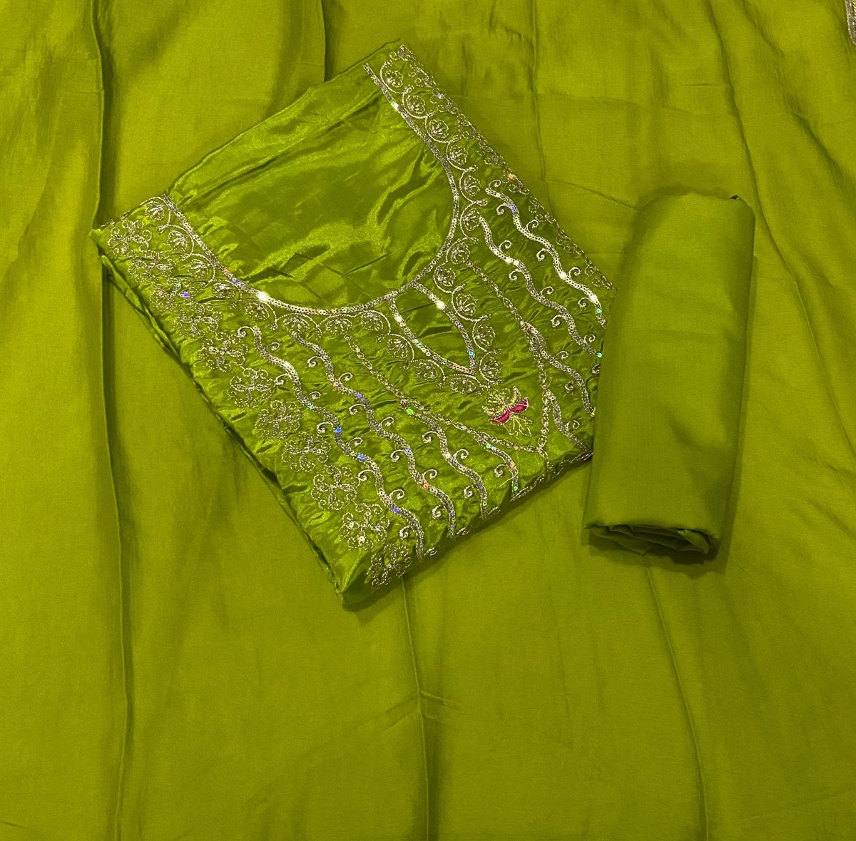 Fancy Glass Organza Suit Set with Zari Thread & Sequins Work - Yanchi