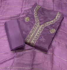 Fancy Glass Organza Suit Set with Zari Thread & Sequins Work - Yanchi