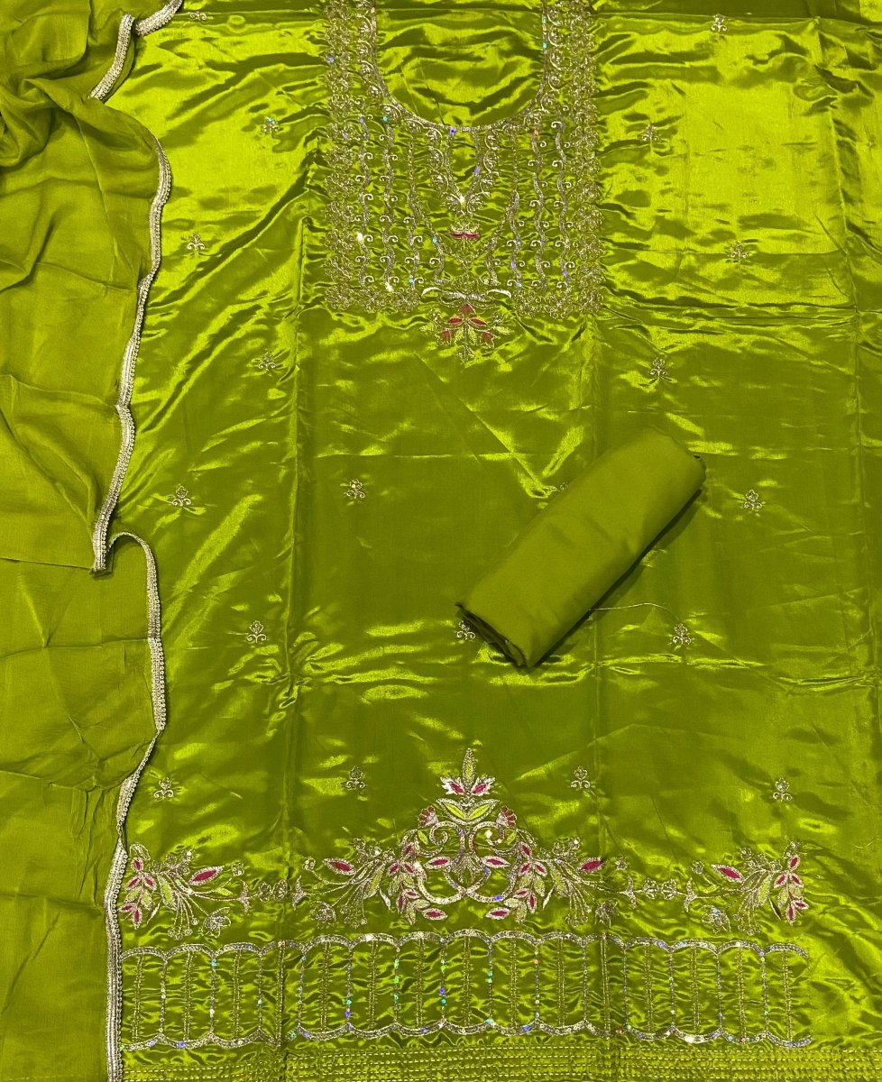 Fancy Glass Organza Suit Set with Zari Thread & Sequins Work - Yanchi