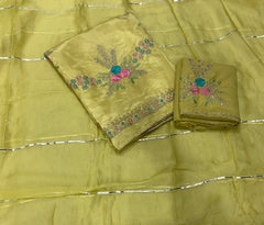 Fancy Glass Organza Suit Set with Zari Thread & Sequins Work - Yanchi